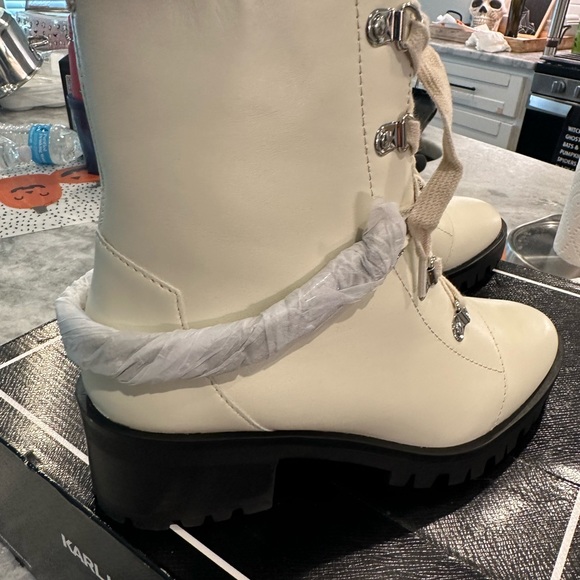 Karl Lagerfeld Chain Detail Combat Boots - Picture 2 of 10